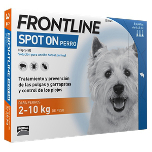 <p>FRONTLINE SPOT ON PARA PERRO DE 2-10kg 3 PIPETAS</p>