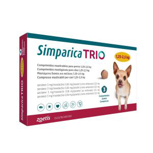 <p>SIMPARICA TRIO 1,3-2,5Kg 3 COMPRIMIDOS MASTICABLES</p>