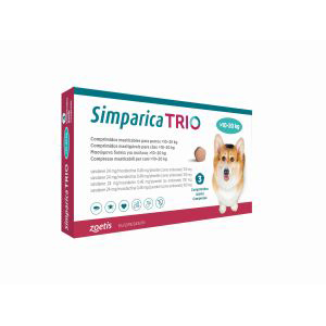 <p>SIMPARICA TRIO 10-20Kg 3 COMPRIMIDOS MASTICABLES</p>