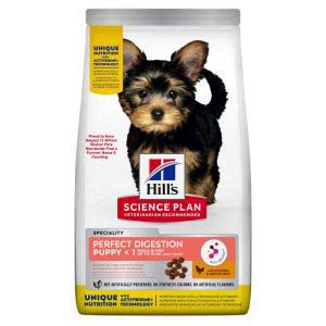 <p>HILL'S SCIENCE PLAN PERFECT DIGESTION PERRO PUPPY RAZA MINI Y PEQUEÑA 3Kg</p>