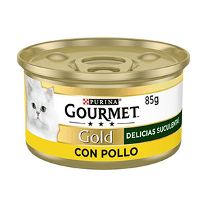 <p>GOURMET GOLD DELICIAS SUCULENTAS SABOR POLLO SURTIDO 24x85g </p>